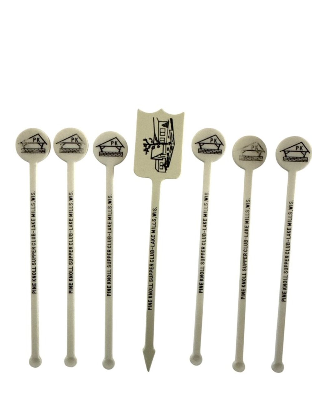 Pine Knoll Supper Club Lake Mills Wisconsin Swizzle Sticks Bar Drink Set Of 7